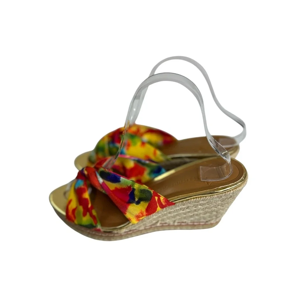 Etienne Aigner Krista Watercolor Wedge Sandals Gold 7.5